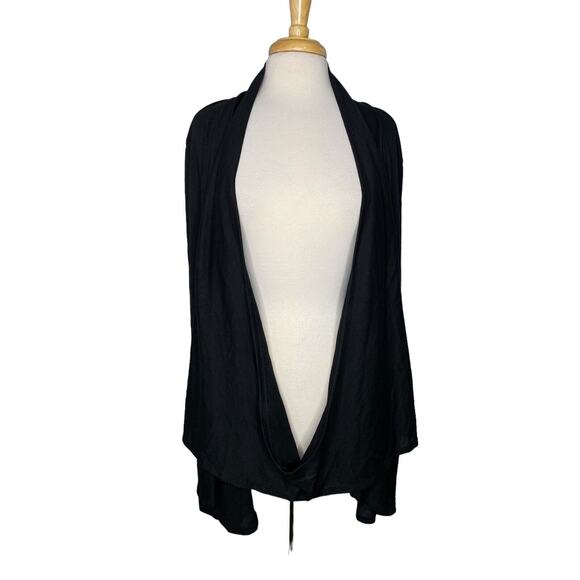 CHICOS Black Fine Knit Draped Long Sleeve Sweater Size Large (2) Layered - Picture 2 of 11